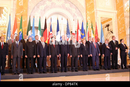 Participants of G8 Summit in St.Petersburg.Italy`s Romano Prodi, Germany`s Angela Merkel, , Britain`s Tony Blair, France`s Jacques Chirac, Vladimir Putin,George Bush, Japan`s Junichiro Koizumi,Canada`s Stephen Harper ,Finland`s Matti Vanhanen and EC President Jose Manuel Barroso........... -      (Credit Image: © PhotoXpress/ZUMA Press) RESTRICTIONS: North and South America Rights  Stock Photo